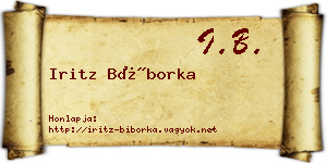 Iritz Bíborka névjegykártya